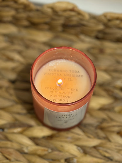 Combo Vela Lavanda con Mensaje revelador e inhalador de aceite esencial