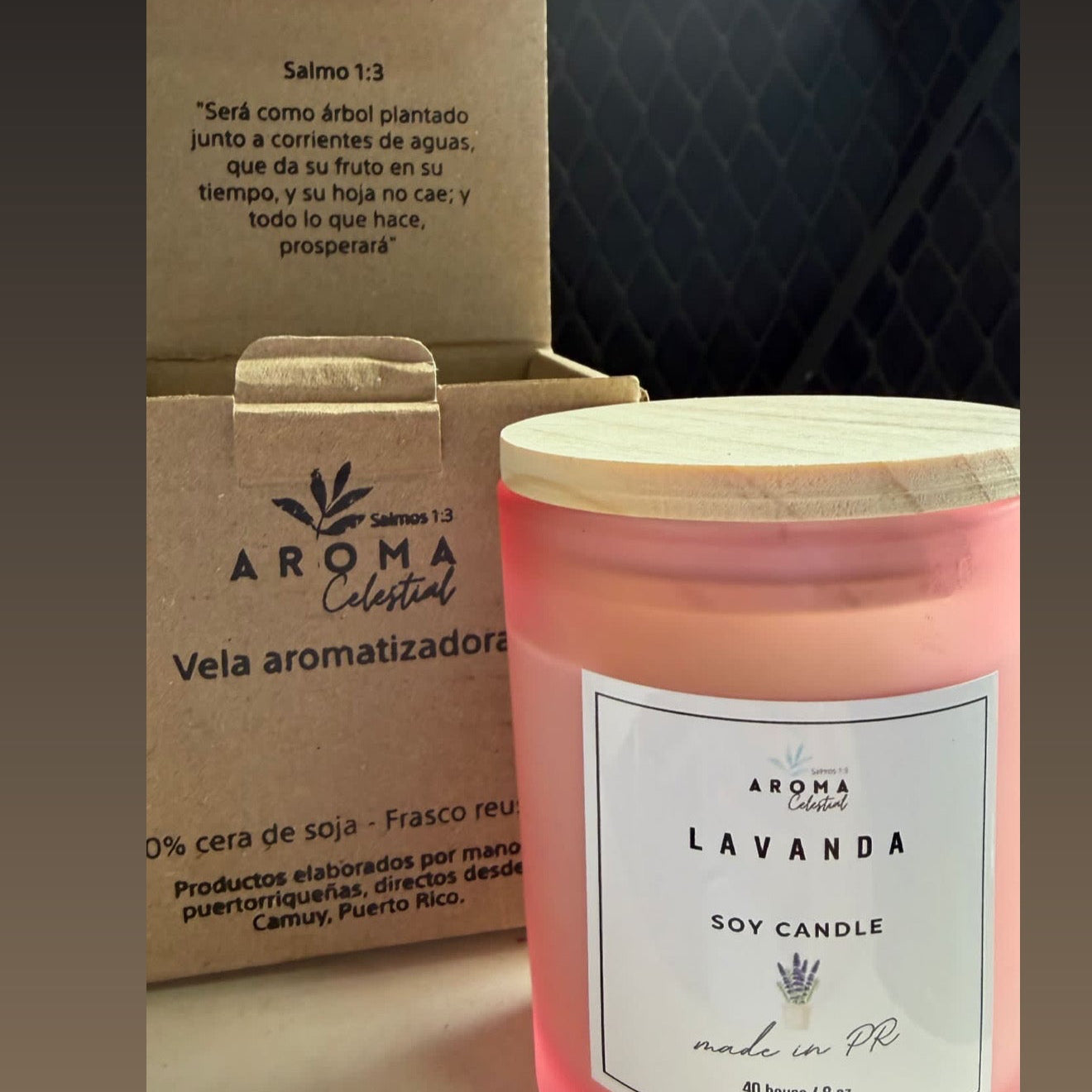 Combo Vela Lavanda con Mensaje revelador e inhalador de aceite esencial