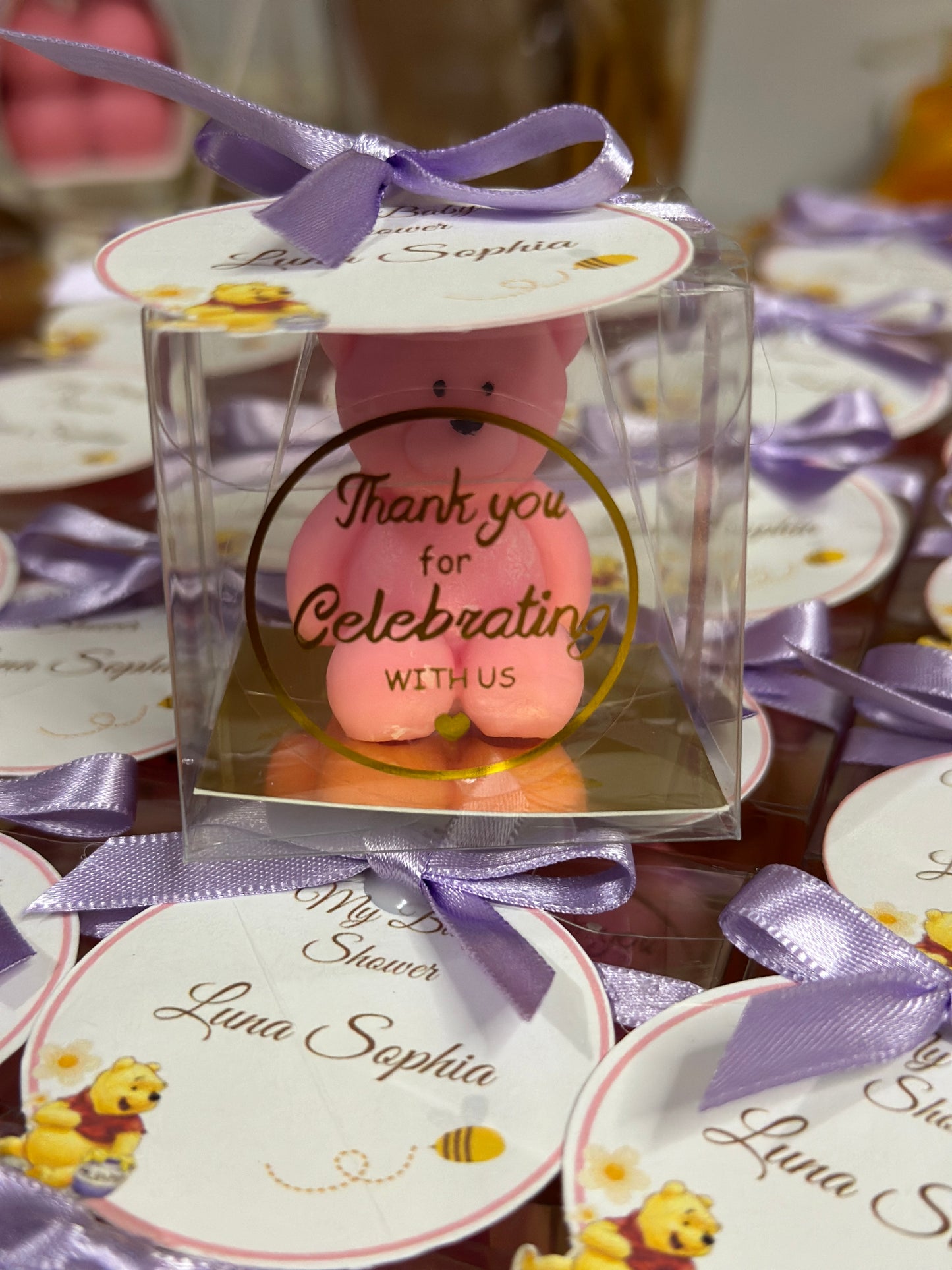 Vela de osito en caja transparente