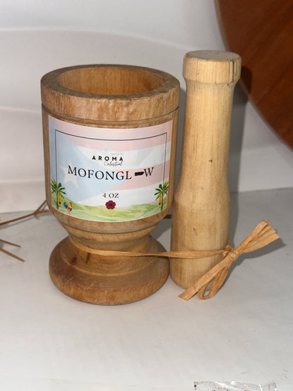 🕯️ Mofonglow – Vela en Pilón de Madera (PREVENTA)