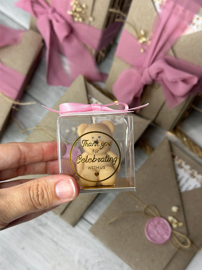 Vela de osito en caja transparente