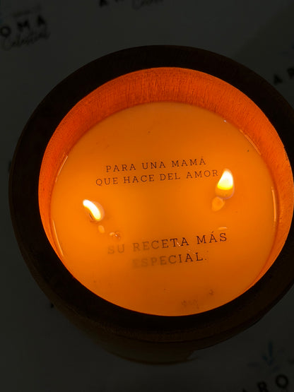 🕯️ Mofonglow – Vela de 8 oz en Pilón de Madera