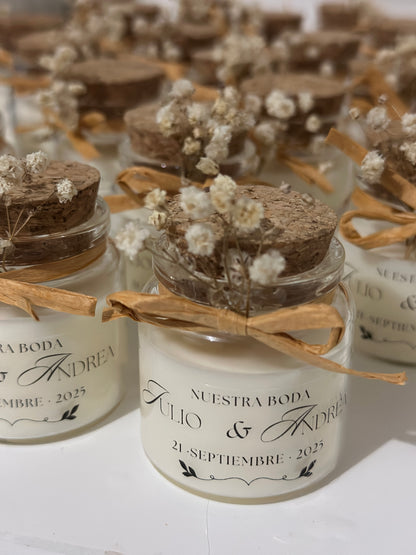 Velas de frasco con tapa en corcho