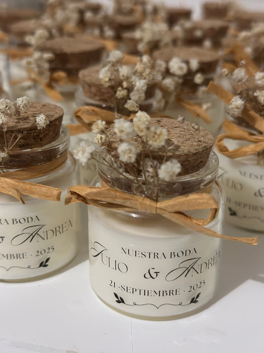 Velas de frasco con tapa en corcho