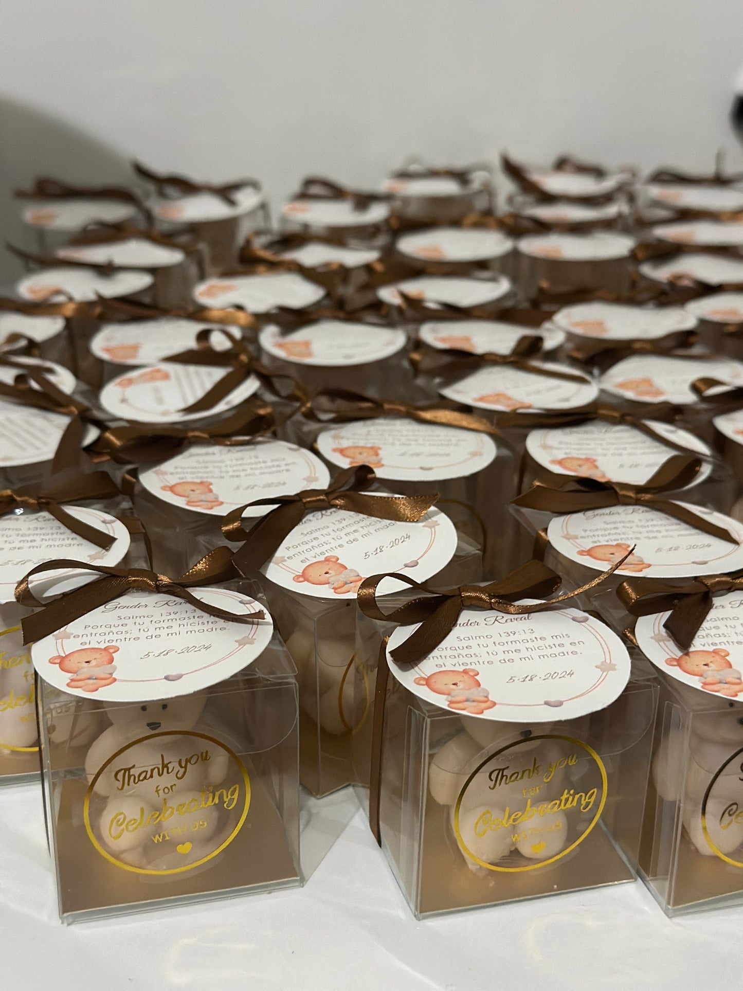 Vela de osito en caja transparente