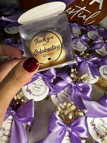 Bubbles en Caja Transparente con Tag Personalizado