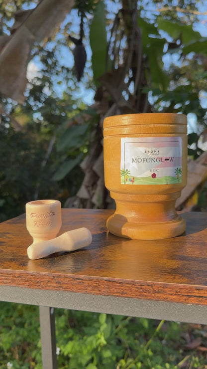 🕯️ Mofonglow – Vela de 8 oz en Pilón de Madera